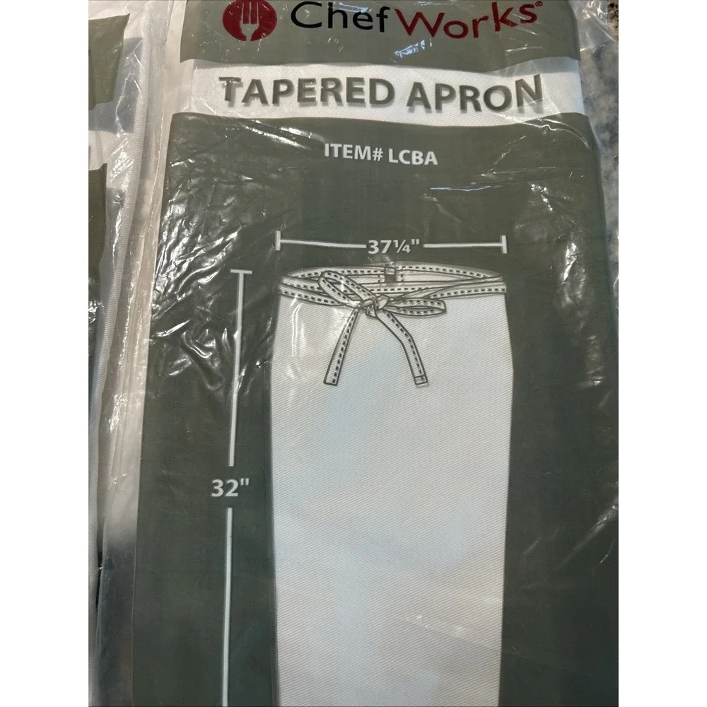 Tapered‎ Aprons Set Of 2 White Chef Works LCBA Polycotton Reversible Durable NWT